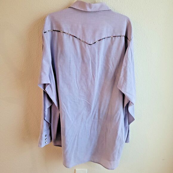 Vintage Dee Cee Rangers Western Shirt Mens XXXL Mr Tall Purple Plaid Trim 3XL - Picture 4 of 16